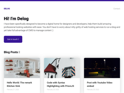 Screenshot of a page created with Delog - GatsbyJS + Netlify CMS
