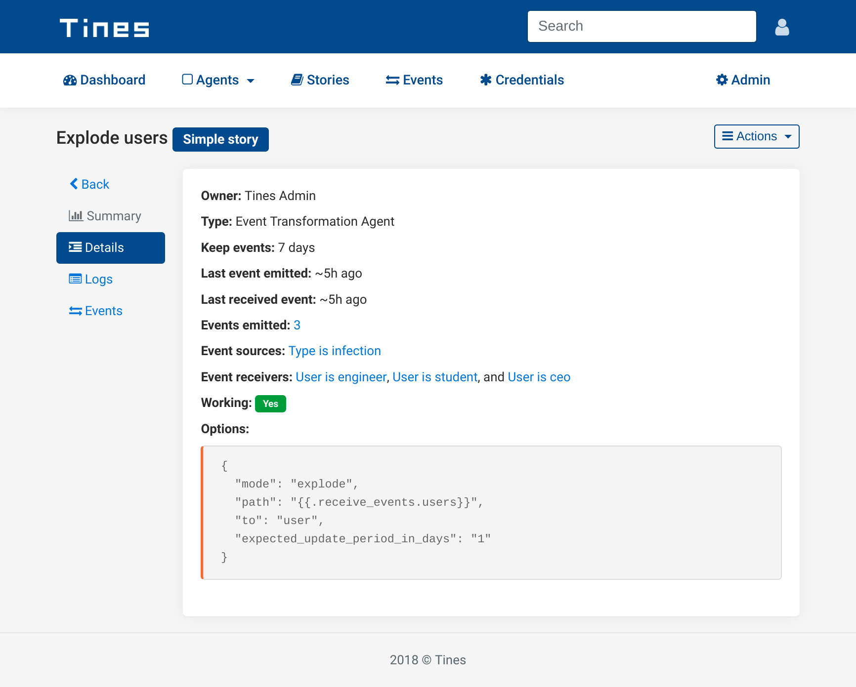 Explode users agent configuration