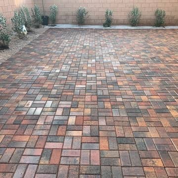 brown brick pavers installed