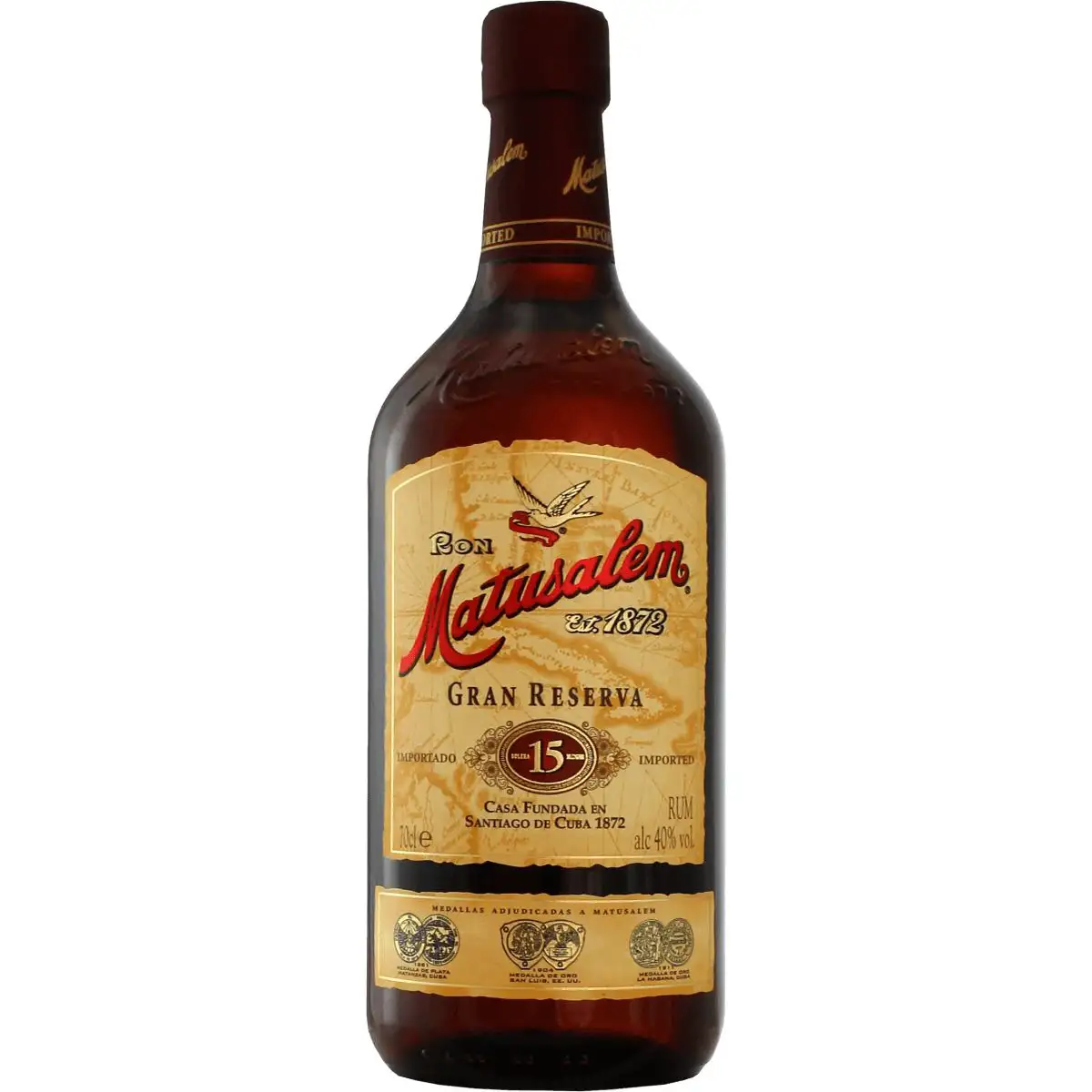 Image of the front of the bottle of the rum Gran Reserva 15 Años