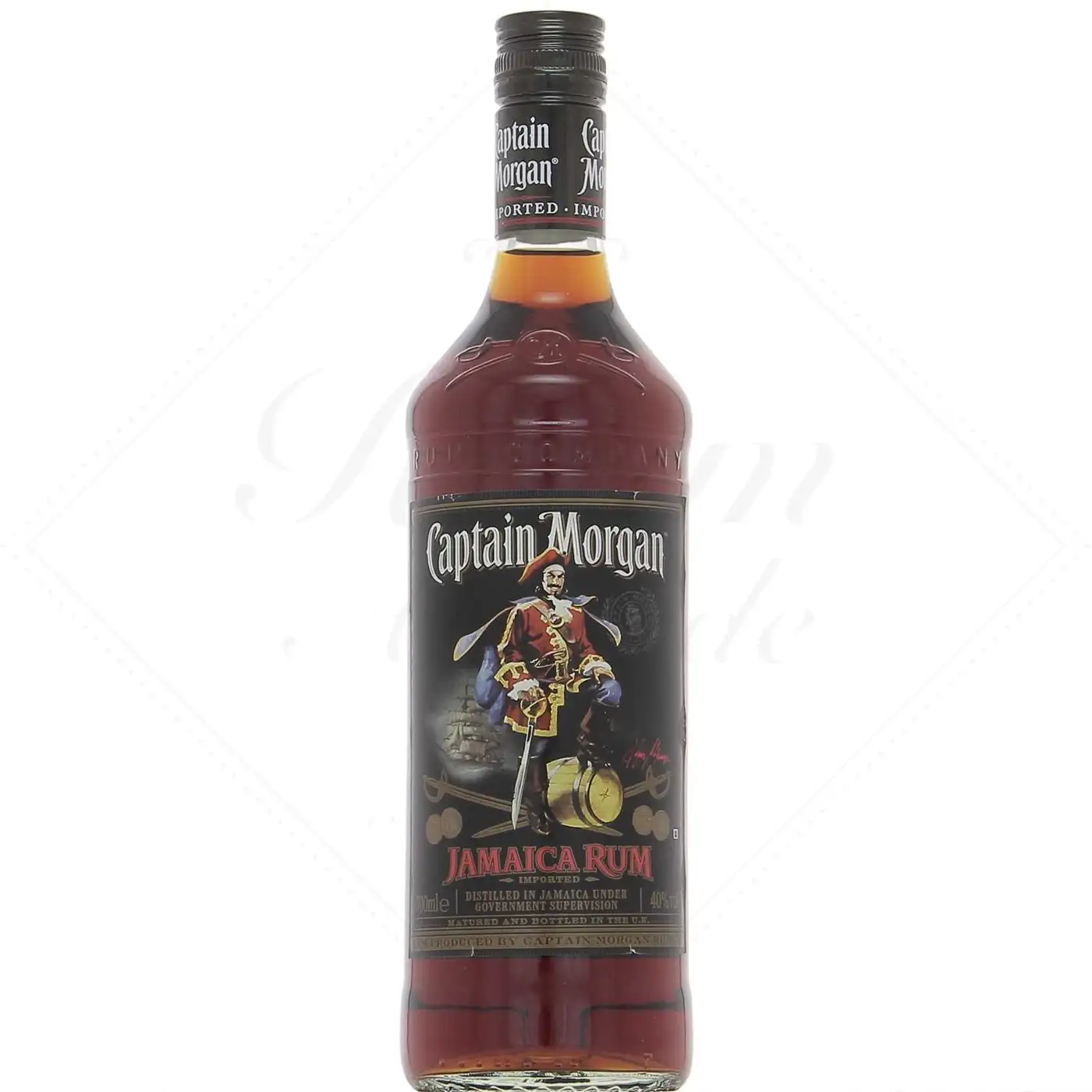 Image of the front of the bottle of the rum Captain Morgan Black Label