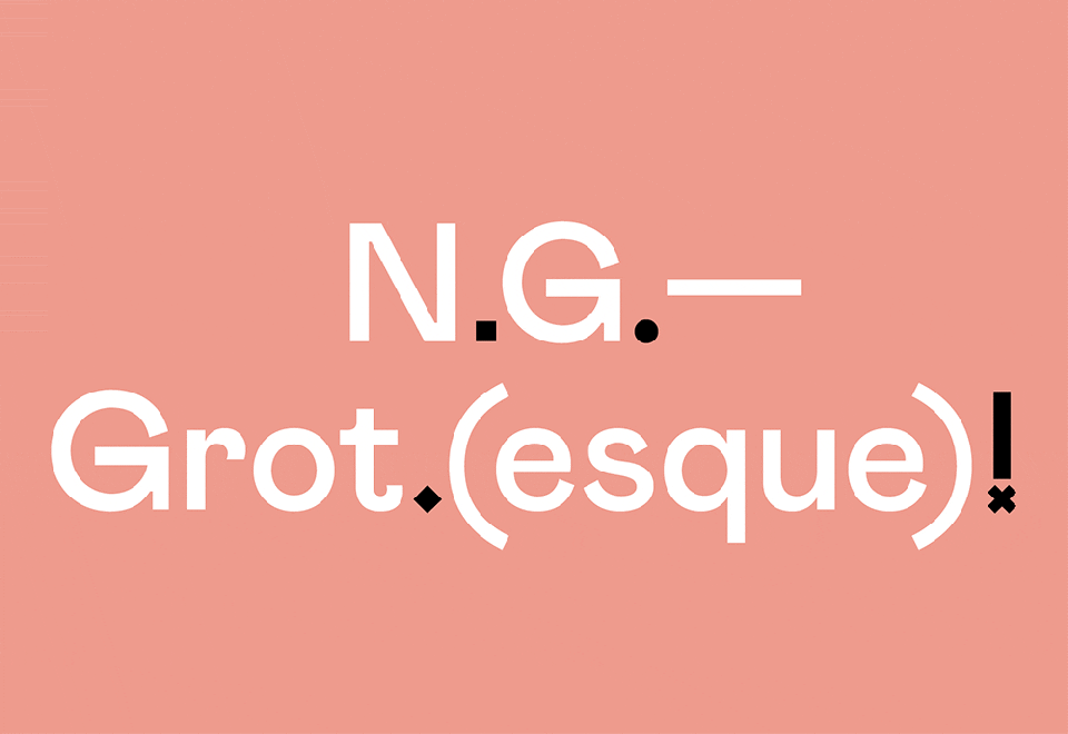 Gif showing various specimen images of the NG Grot typeface