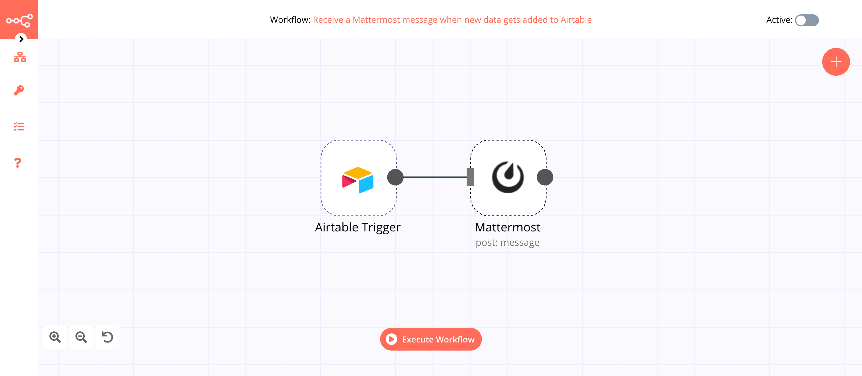 A workflow with the Airtable Trigger node