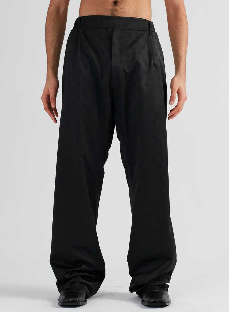Sigrid Tailored Trousers Hammer Jacquard Black, front view. GmbH AW22 collection.
