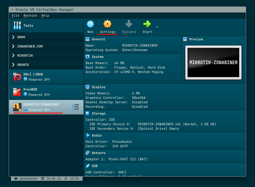 Virtual Machine for installation Created
