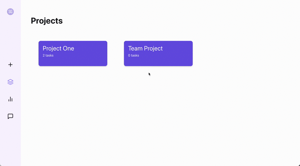 GIF showing how the "projects" feature work.