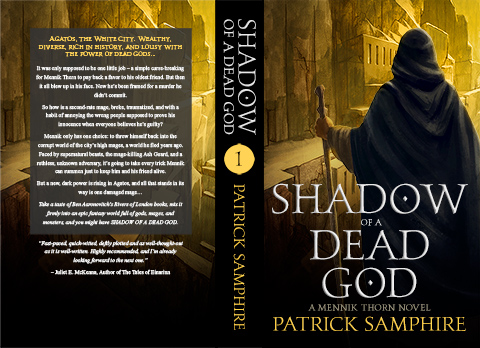 Print cover for Shadow of a Dead God, by Patrick Samphire.'