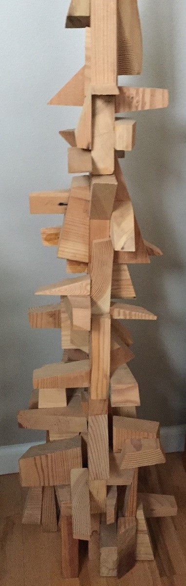 abstract sculpture of random wood scraps