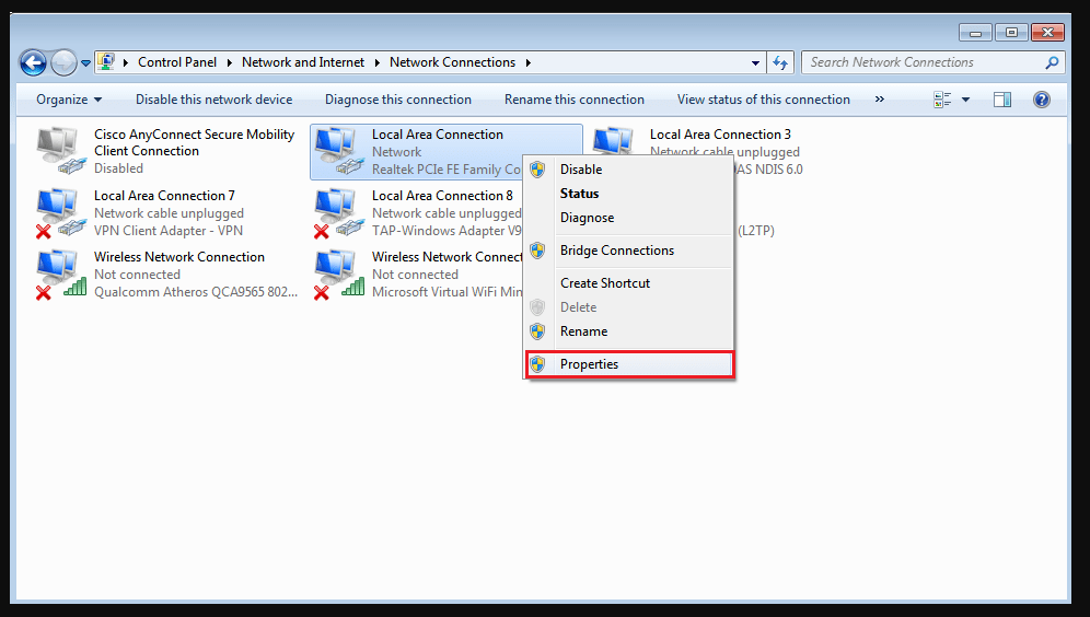 Step 3 Changing DNS server settings on Windows 7
