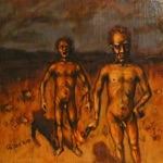 Priit Pajos, Estonia. ”Burner Brothers” 2011. Wood, oil, 30x40cm Priit Pajos, Estonia. ”Burner Brothers” 2011. Wood, oil, 30x40cm