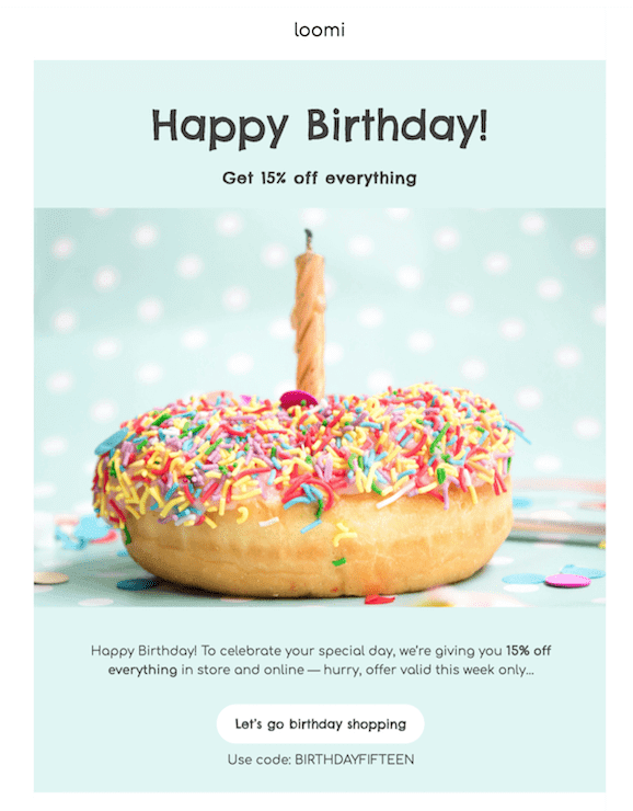 Loomi wishing happy birthday via email