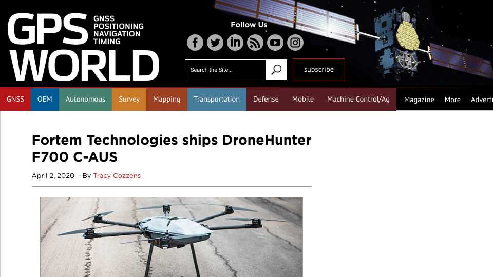 Fortem Technologies ships DroneHunter F700 C-AUS