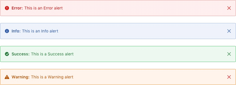 four different embedded alert colors