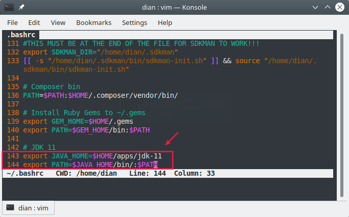 Environment Variable di bashrc