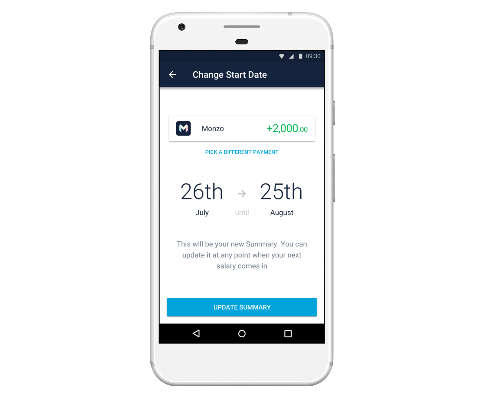 Screenshot showing how you set your payday