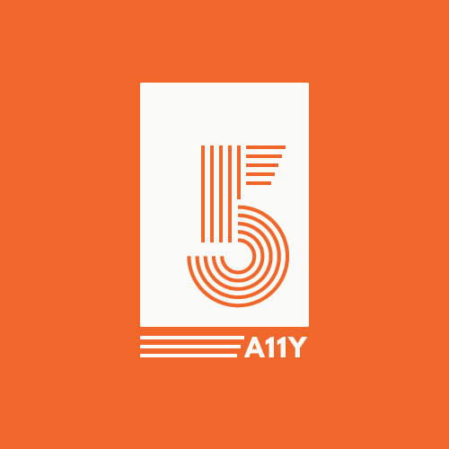 Orange-and-cream colored HTML5 accessibility logo.