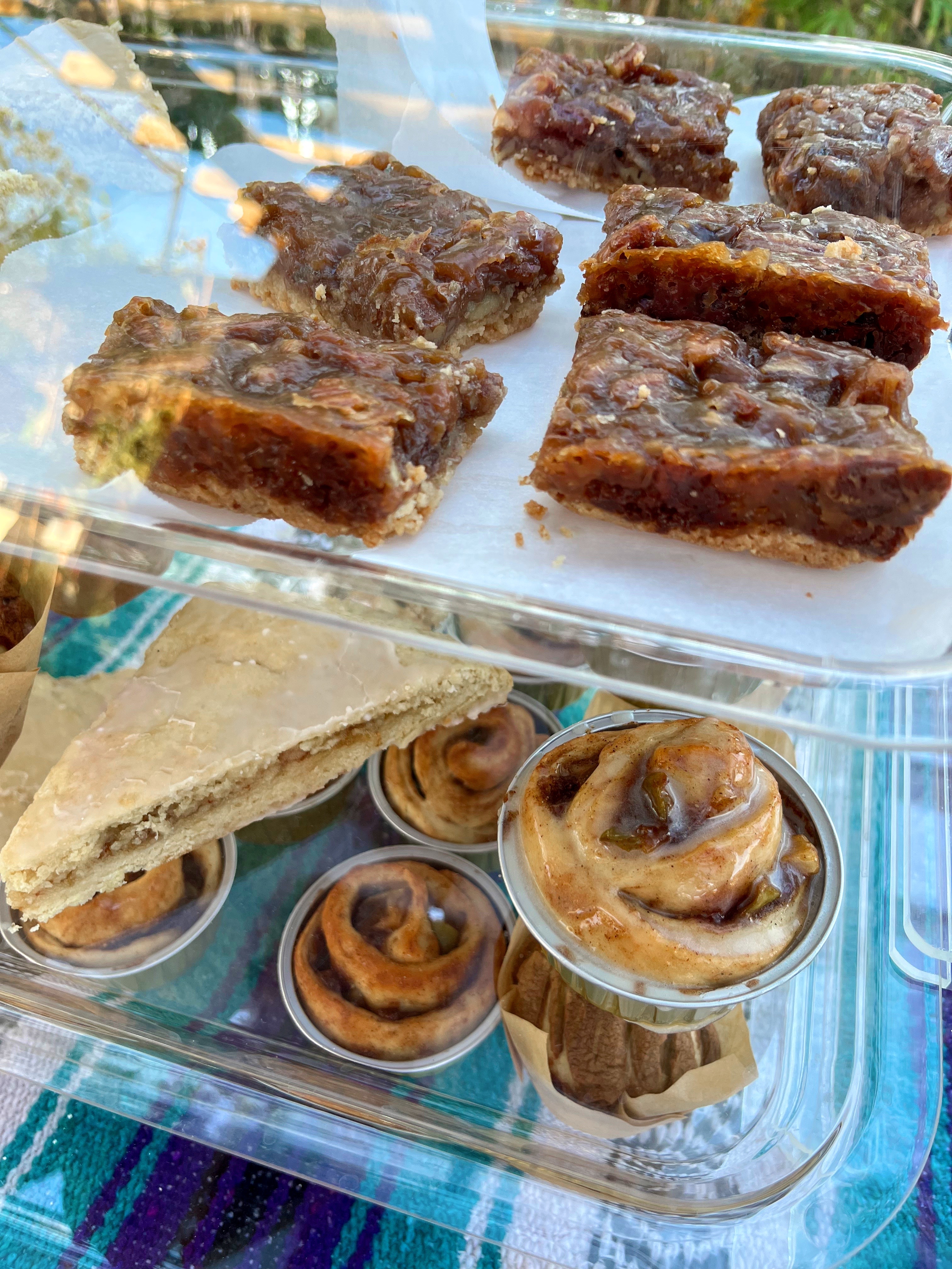 assortment of baked goods on display