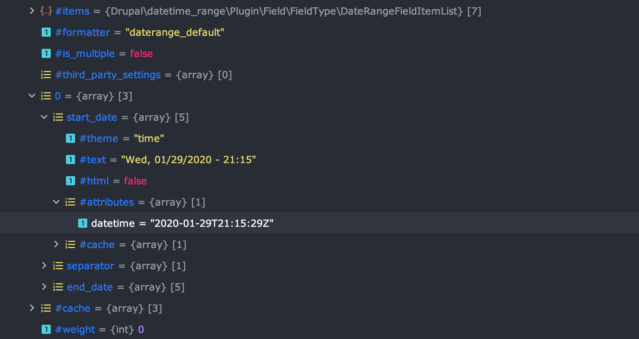 The image above shows Twig Xdebug printing out variables in PHPStorm.