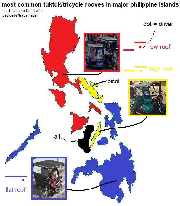 map of most common tuktuk rooves