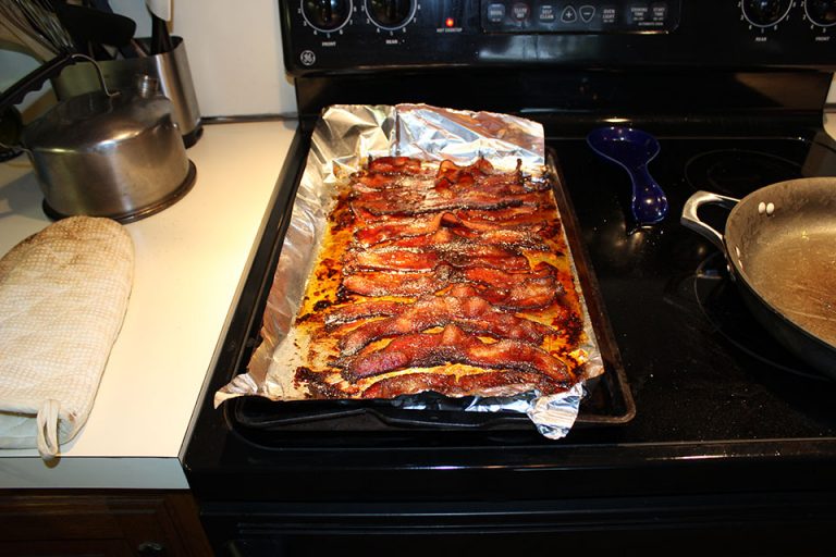 Freshly cooked candied bacon