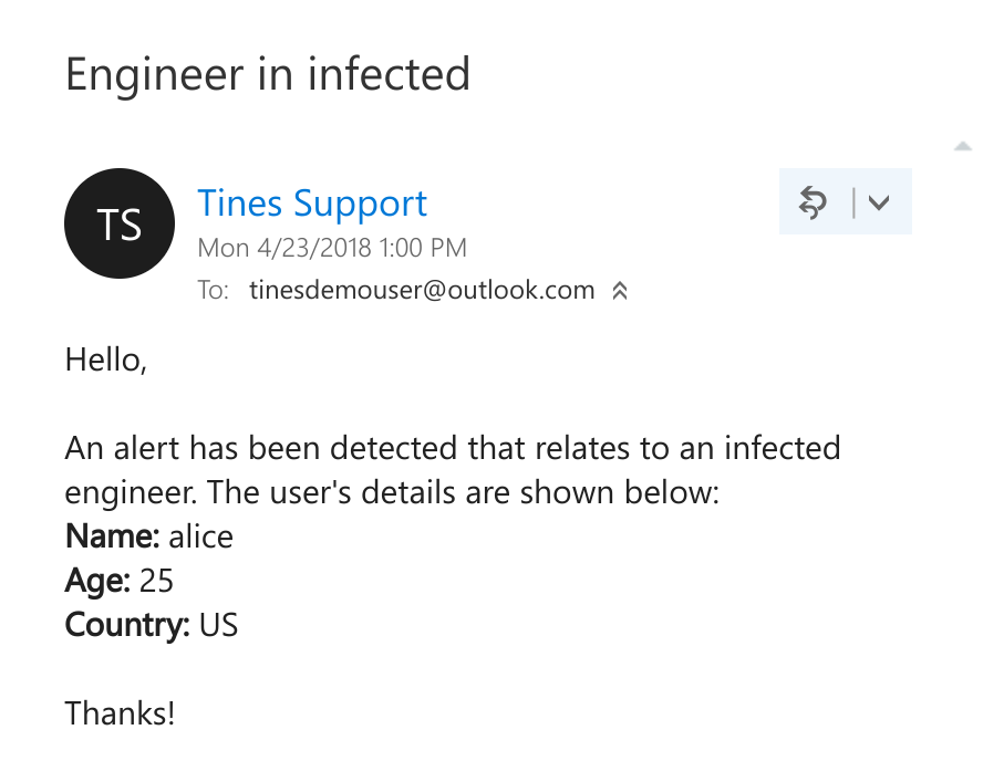Received email