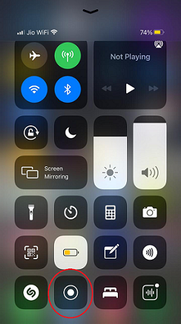 Tapping the Screen Recording icon