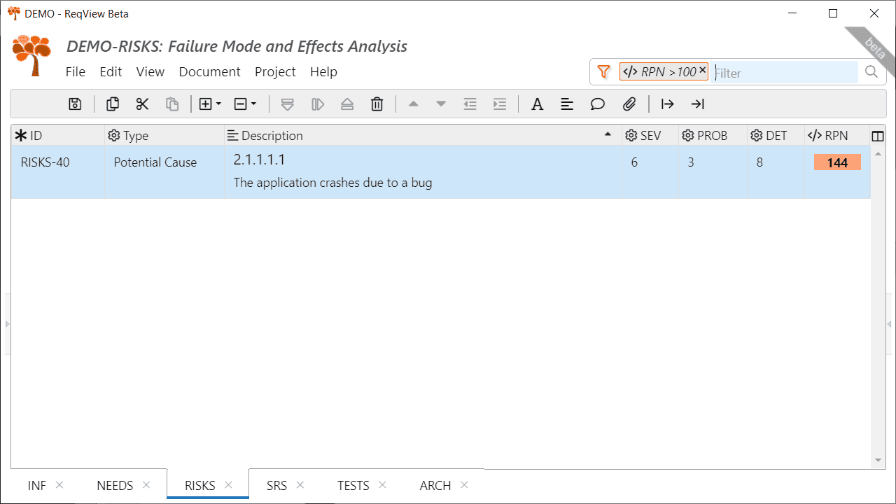 Filter FMEA document by RPN template column Filter FMEA document by RPN template column