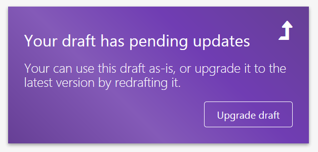 If you draft is generated with an old version of freesewing core, we'll tell you about it