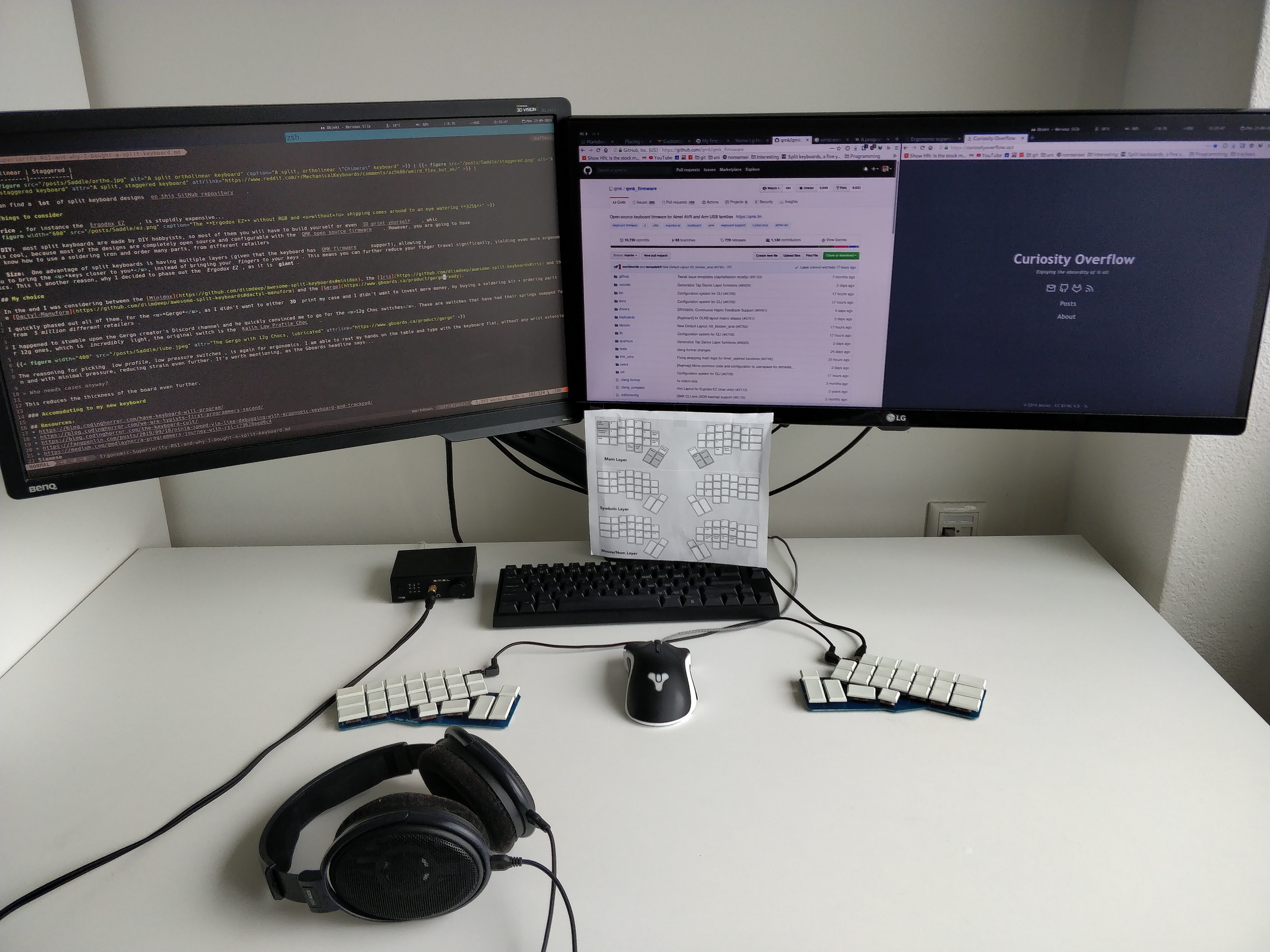 My PC setup, with dual monitors, the 6XX, Gergo and FC660m.
