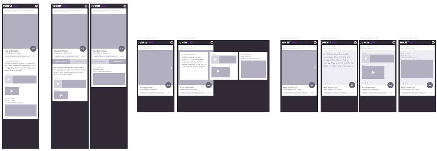 mobile browse wireframes