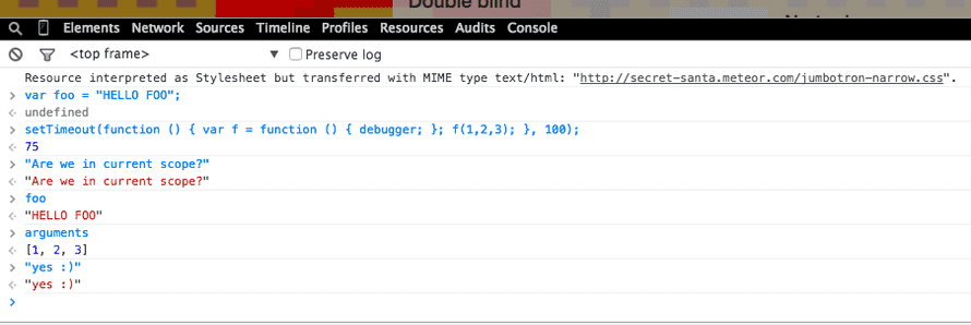 Console is in current scope