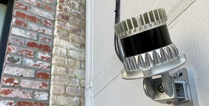 An Ouster sensor mounted in a security application