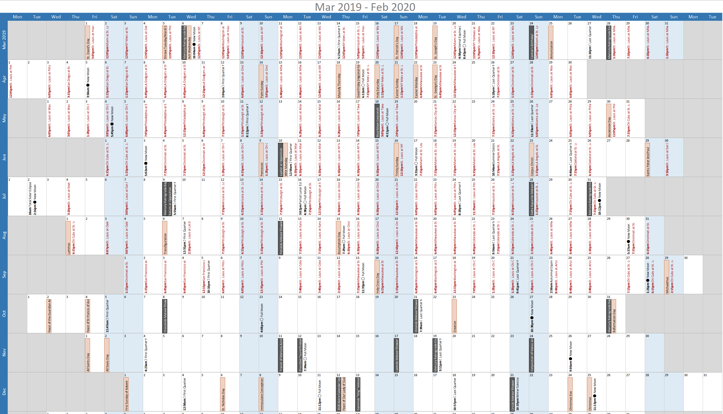 Multiple Months as Rows Template