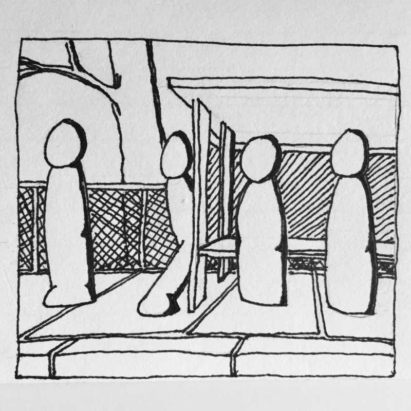 Inktober 2016 sketch of figures at a bus stop