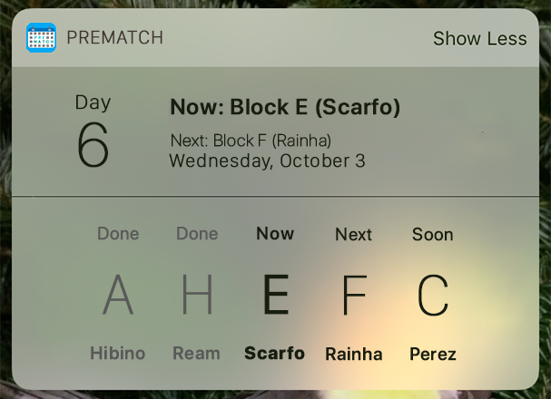 PreMatch Widget