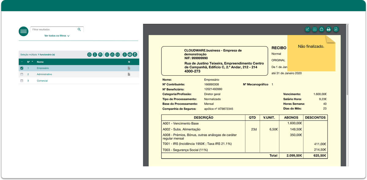 Processamento e pagamento de remunerações