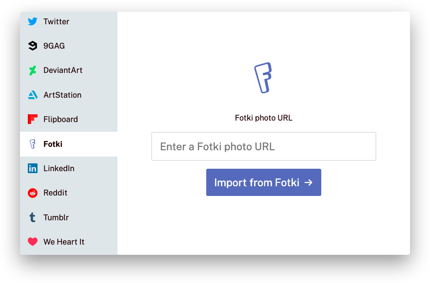 Screenshot of the Fotki service