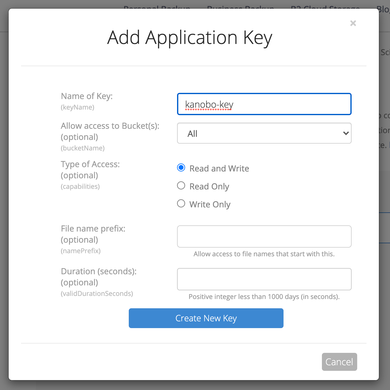 Create App Key