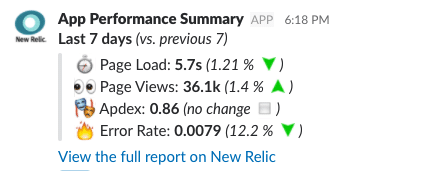 Message posted on Slack from the NewRelic data extracted by Parseur