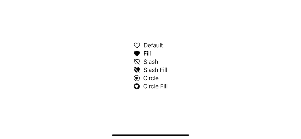 Five variants of a heart symbol.