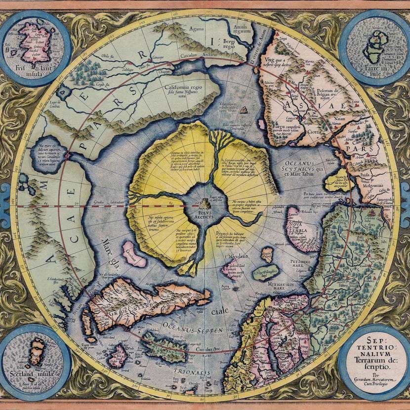 Карта Арктики Герарда Меркатора (1595). Источник: commons.wikimedia.org