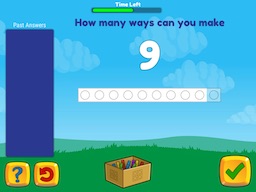 Addition combinations up to 10 using brix Math Game