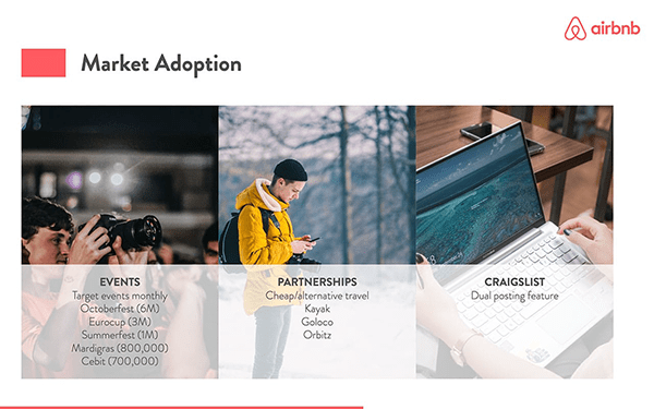 Presentation: Airbnb's pitch deck go-to market slide