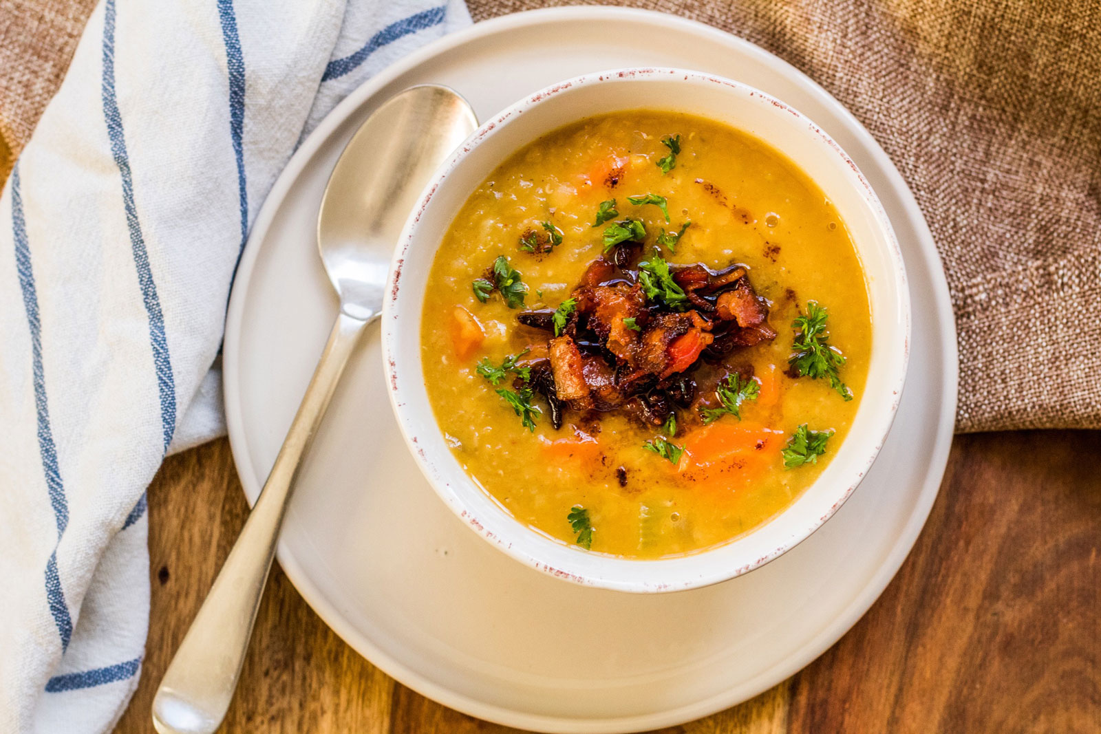 Smokey red lentil and chorizo soup | Olive & Mango