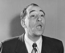 Black and white photo of Louis Prima