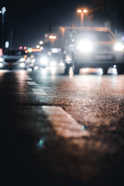 Cars on the street at night