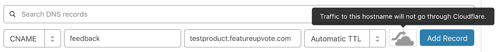Configuring CloudFlare for Feature Upvote