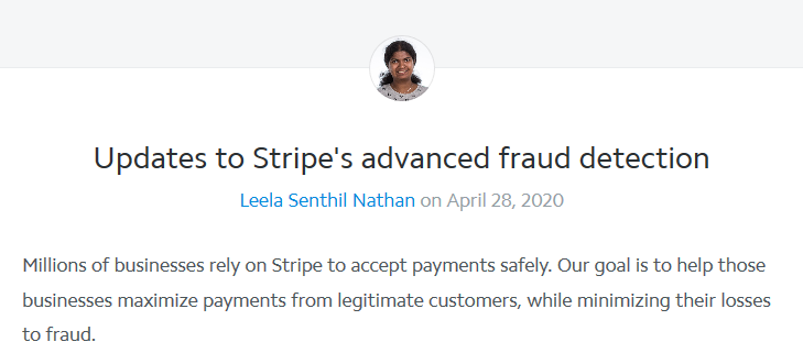 Screenshot of Stripe's blog post