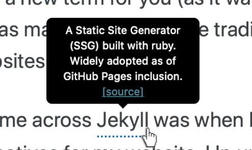 Screenshot of the glossary tooltip term definition
