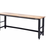 image 8 ft Adjustable Height Solid Wood Top Workbench in Black for Ready to Assemble Steel Garage Storage 